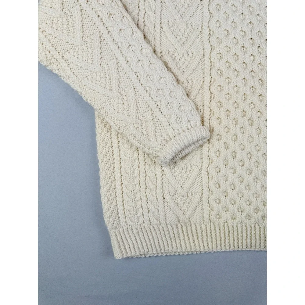 Vintage Carraig Donn Merino Wool Irish Fisherman Cable Knit Sweater L Ireland